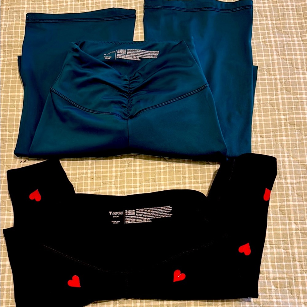 Green and black and heart Victory Secret yoga leggings